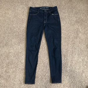 Dark blue dark wash low rise skinny jeans